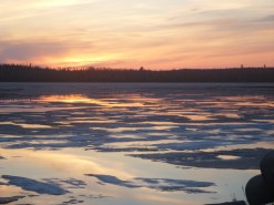 Sunset over Moose Lake ice. By TMI. All rights.